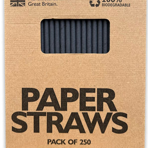 Black Paper Straws 250 Pack 200mm x 6mm